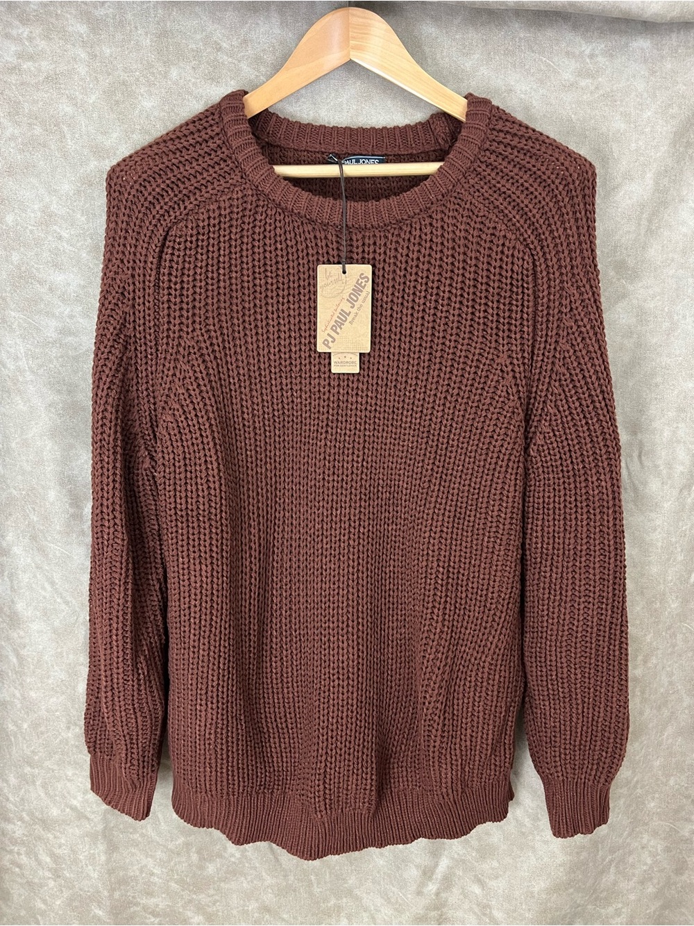 Paul Jones Men’s Brown Textured Knit Crewneck Sweater Size XL